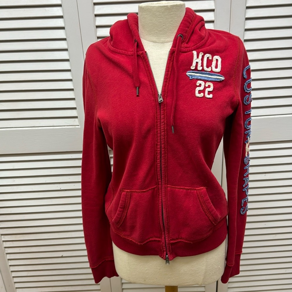 Hollister Red Custom Shapes Hoodie Size Large